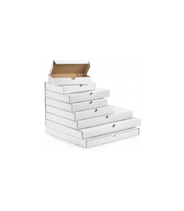 Scatola per spedizioni extrapiatte con coperchio bianche 31x22x5 cm